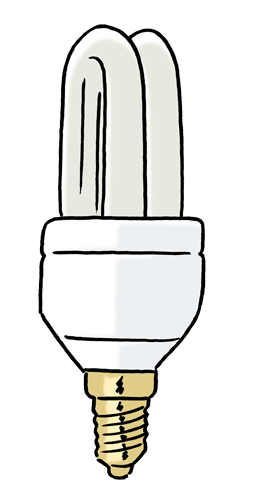 Eine Energiesparlampe.